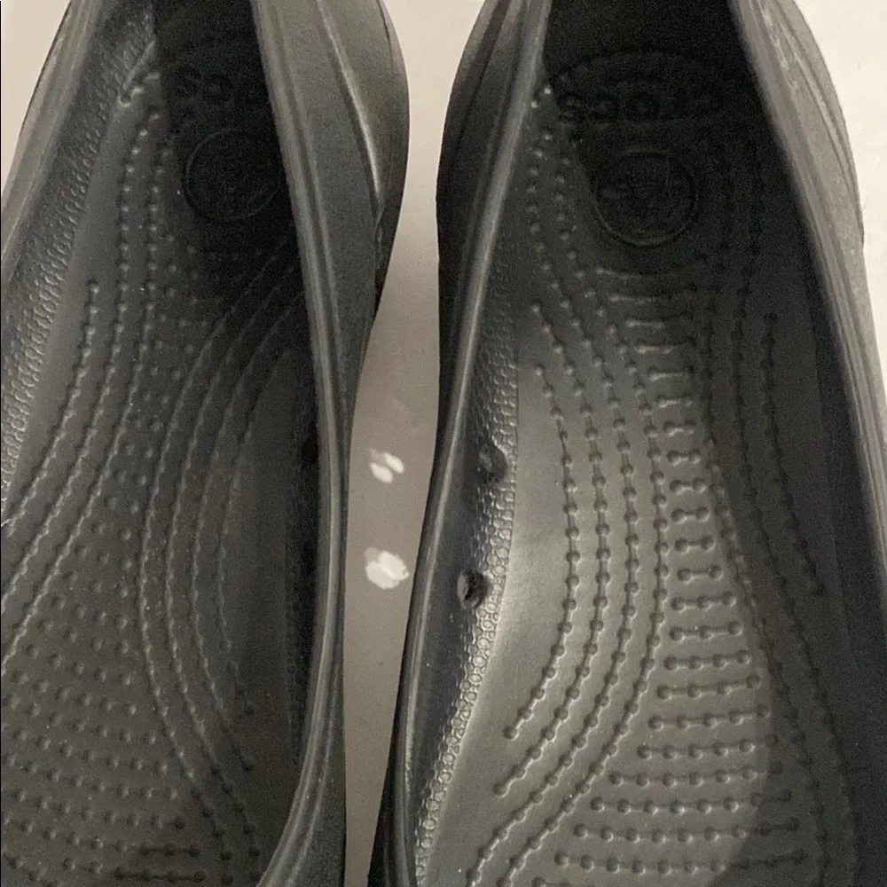 Crocs 7 Women's Black Cap Toe Slip On Flat Heel Casual Ballet Shoes